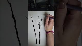 How to Paint Spooky Trees Easily #art #artprocess #paintinghelp