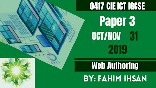 IGCSE ICT 0417/P31/2019 October - November Web page