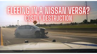 Pursuit with a Nissan Versa - PIT / TVI Maneuver by Arkansas State Police causes