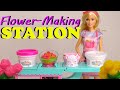 Barbie Play Dough FLOWER-MAKING Station - Unboxing And Using Barbie Floral Shop Play Dough Playset