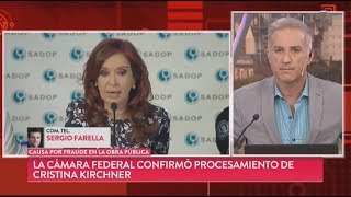 Confirman procesamiento de Cristina Kirchner por asociación ilícita
