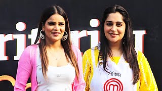 Dipika Kakar and Archana Gautam On Chef Mod At Celebrity MasterChef Sets