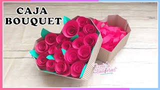 Caja Bouquet con rosas de papel - caja con rosas de papel