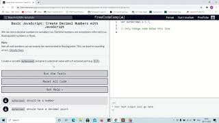 Lesson 14 - Create decimal with javascript - freecodecamp Lessons