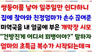 (반전사이다사연)쌍둥이를 낳아 일주일만 쉰다하니  집에 찾아와 내 머리채 잡은 시모와 시누이!그때 미역국 끊여준 친정엄마가 나타나 복수해주는데ㅋㅋ[신청사연][사이다썰][사연라디오]