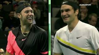 Jack Sock cheats Roger Federer with an underhand ace - Match for Africa 5