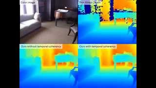 Depth map completion results on Kinect RGB-D sequences