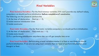 Lesson - 19 : Core Java Basics - Final Variables In Java Programming