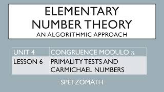 04-06: Fermat Primality Test and Carmichael Numbers