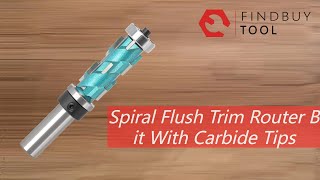 Spiral Flush Trim Router Bit With Carbide Tips, Double Bearing