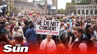 Hundreds join anti vaccination protest in central London