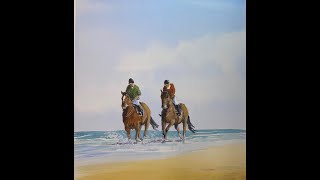 Horses on the beach.  Acrylic.