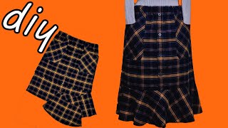 diy 셔츠로 스커트 만들기/셔츠로 치마 리폼하기/ Making a skirt out of a shirt/ Reforming your skirt with a shirt.