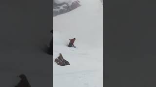 Snowboarder 360 onto rock face?! 🤯😱 | Boarder: @hanzkyle #shorts #skateboarding #snowboarding