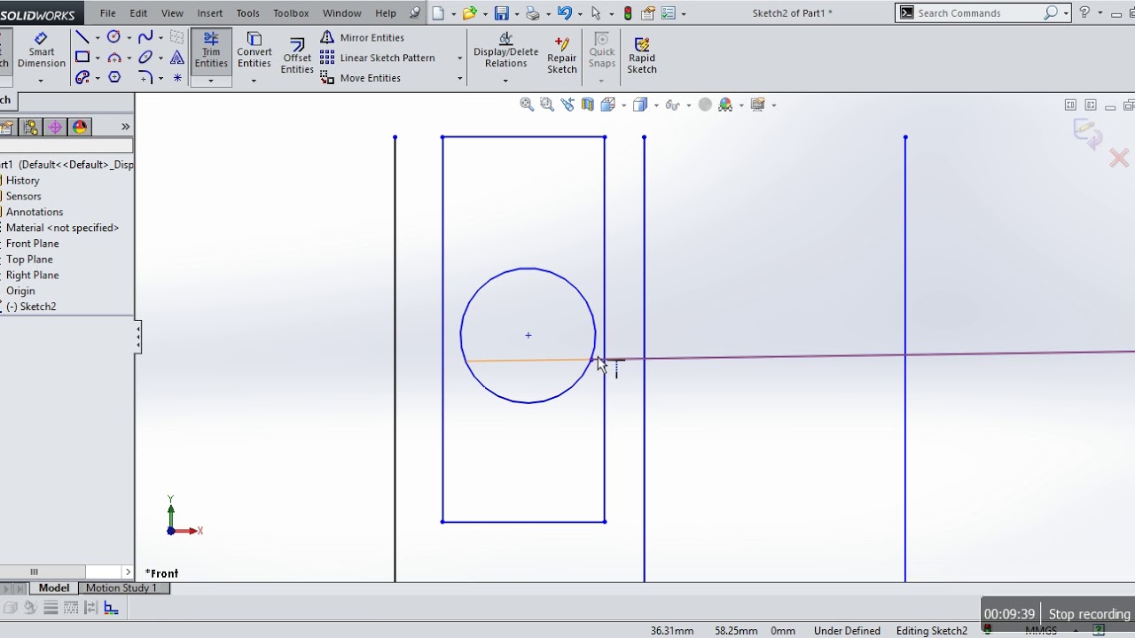 Solidworks Learning Lesson 12 How To Use Trim And Extend Tool - YouTube