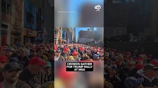 Supporters of Donald Trump gathered around Madison Square Garden in NYC before Sunday's rally