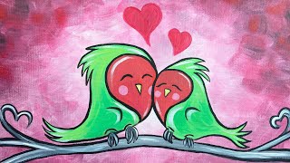 EP54- 'Love Birds' - Valentine's Day step-by-step acrylic painting tutorial for beginners