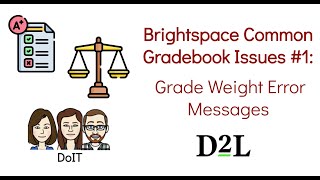 Brightspace Common Gradebook Issues #1 Grade Weight Error Messages