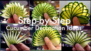 Step by Step Cucumber Decoration ideas:  My 5 + 2 Easy Cucumber Carving Tips for Beginners