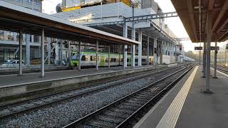 Bern - Switzerland: BLS and SBB trains arriving at the same time