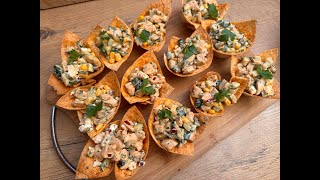 Chicken salad in tortilla bowls, #snacks #party #tortillas