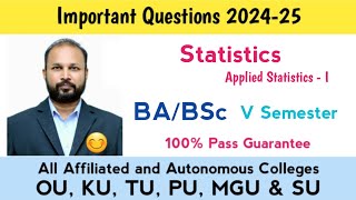 Applied Statistics I Important Questions 2024-25 BA BSc V Semester 5th Sem Stats Imp OU KU TU PU SU