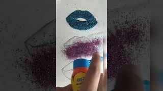 how to draw lips with glitter Powder #shorts #art #drawing #gliter