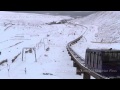 Timelapse of skiers and Cairngorm mountain railway near Aviemore, Scotland