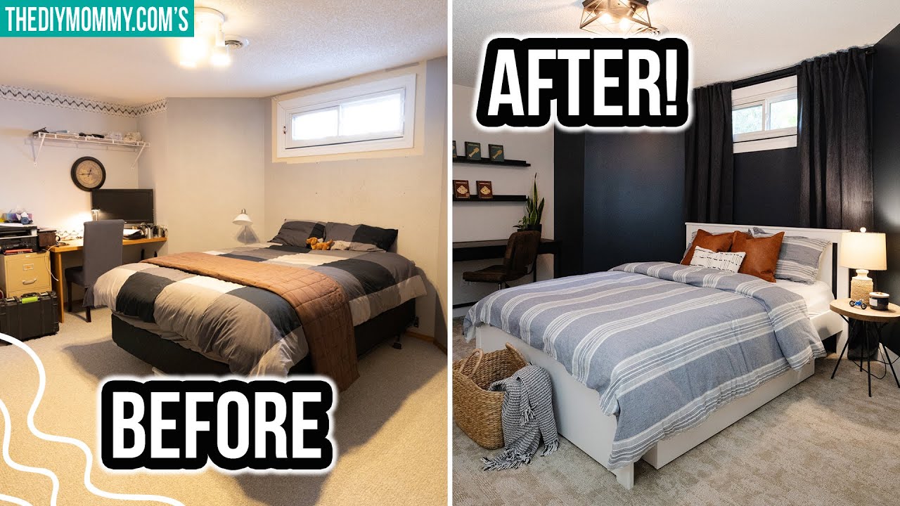 COZY Basement Bedroom Makeover | Before & After - YouTube