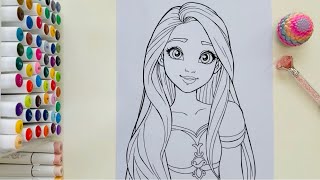 Coloring Disney Princess💛 GIANT Coloring Page Rapunzel Ohuhu Art Markers✨