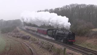 BR Britannia Class No.70013 'Oliver Cromwell'  southbound at Kinchley Lane [GCR] in January 2017.