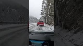 Truck Slips on Ice — Then Rocks Start Falling 😳#MountainRoad#WinterWeather#Shorts