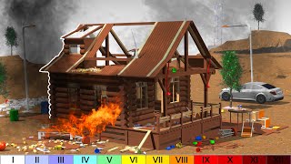 3D Log Cabin: 12 Earthquakes Comparison!