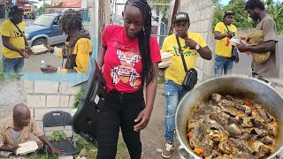 Stew fish | Cabbage & Pak Choi | rice & peas | cook for the less fortunate | outdoor cooking