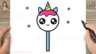 How to Draw a Cute Unicorn Lollipop Easy for Kids and Toddlers