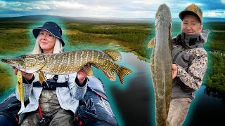 EXPLORING Small Remote Lake with Float Tubes (BIG PIKE SURPRISE)