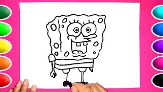 How to draw Spongebob SquarePants character step by step (Easy) - watch the drawing animated.