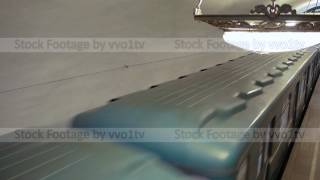 Despatching subway train 81-717 from metro station Novokuznetskaya in Moscow. Front top view