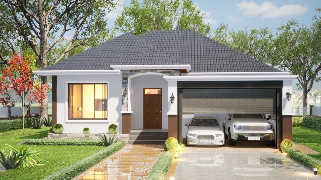 (12M X 14M) BUNGALOW HOUSE DESIGN WITH 2-CAR GARAGE,|WITH HOUSE PLAN ...