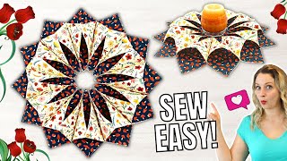 Make a Fold'n Stitch Wreath (Folded Fabric Table Topper) Free Template!