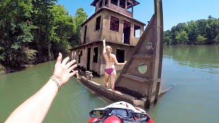 Exploring Half Sunken Tug Boat with My Girlfriend! (dangerous spot)