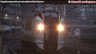 [Full HD] JR East Series E259 Narita Express (N'EX) Ne020 Running scene in the rain [20120225_0635]