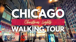 [4k] 🇺🇸Chicago Christmas Walk ☃️🎄2022 Downtown Chicago Macy's Christmas Window Displays 2022