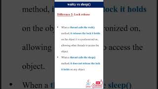 Difference between Wait() and Sleep() method #java #techinterviews #interviewpreparation #interview