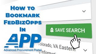 How to Bookmark FedBizOpps in the Advanced Procurement Portal