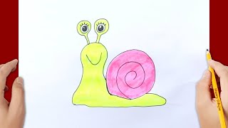 Cómo dibujar un caracol kawaii | Dibujos fáciles y lindos