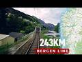 Bergen Line Freight Train | Bergen to Ål | 243 km Through Norway 4K Cabview