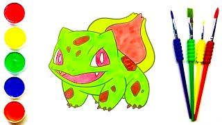 Pokémon coloring book pages for kids | Bulbasaur Colouring fun for kids | Learn Colors for baby |