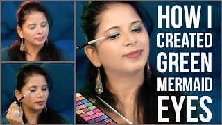 How I created Green Mermaid Eyes | eyeshadow created #GlamNMe