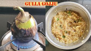 Udupi gulla Gojju , Sutta badanekayi Gojju ,mattu gulla bajji recipe,Eggplant/Brinjal Bhajji